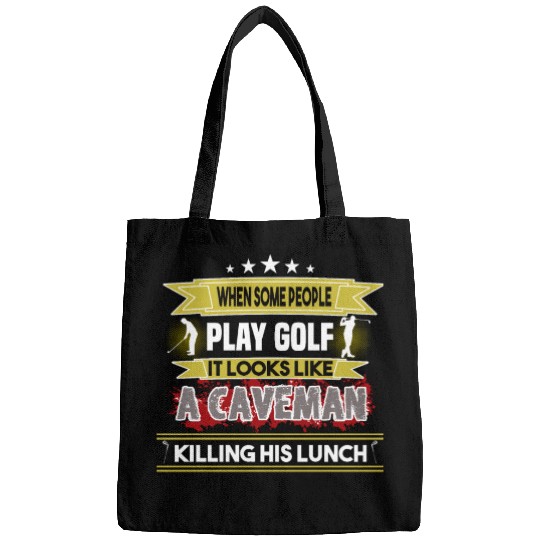 play golf caveman humor golf humor funny golf gift Bags