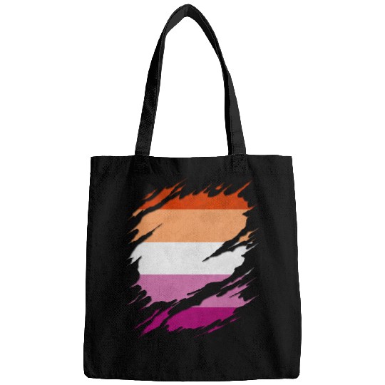 Lesbian Pride Flag Ripped Reveal Bags