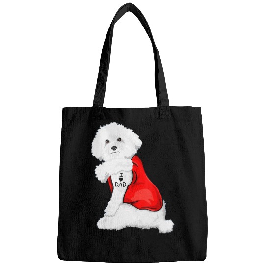 Funny bichon frise Dog I Love Mom Tattoo Lover Bags