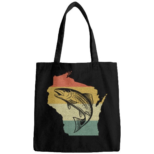 Vintage Retro Sunset Wisconsin Fishing Bags
