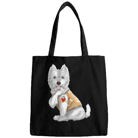 westie i love mom tattoo dog funny mors day gift Bags