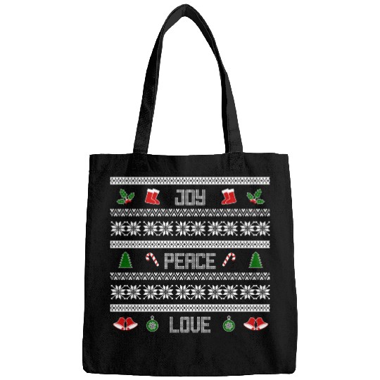 65 MCMLXV JOY PEACE LOVE CHRISTMAS SWEATER DESIGN Bags