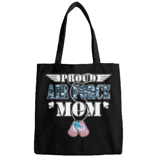 Proud Air Force Mom Us Flag Dog Tags Wings Militar Bags