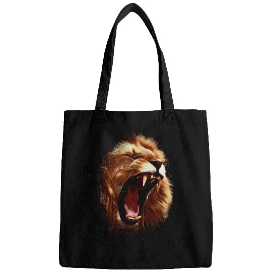 angry roaring lion | lions head Bags