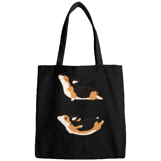 Womens Inhale Exhale Yoga Tri Color Corgi Bags