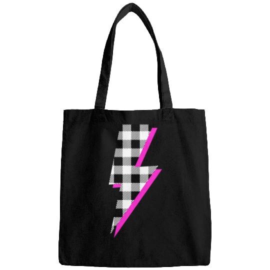Buffalo Plaid Lightning Bolt Pink Shadow Graphic P Bags