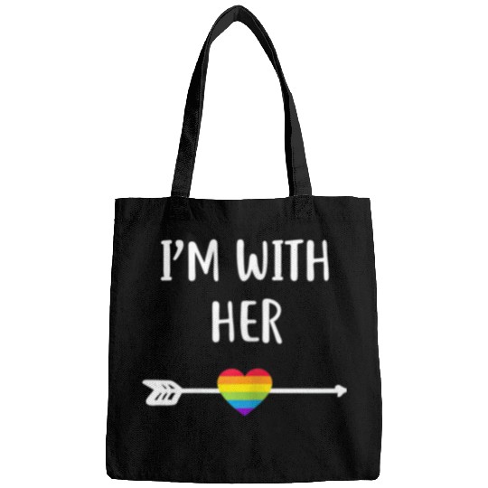 Lesbian Matching Couple Gifts Im With Her Set 1 T Bags