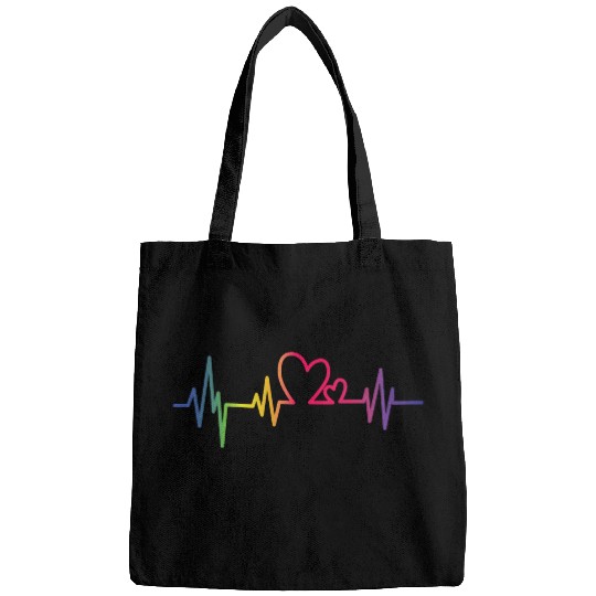 Pride Rainbow heart beat Bags