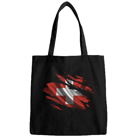 Switzerland Ripped Flag Bags