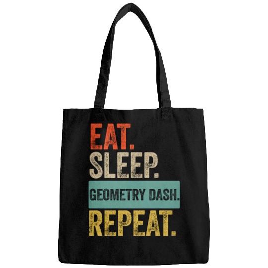 Eat sleep geometry dash repeat retro vintage Bags