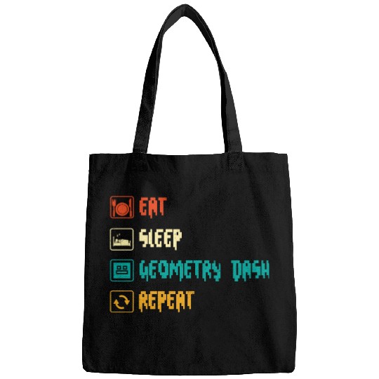 Eat sleep geometry dash repeat retro Jumper Repeat Bags