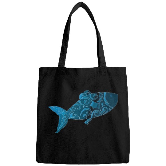 Artsy blue fish Bags