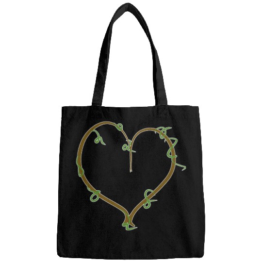 brown heart nature green line icon Bags