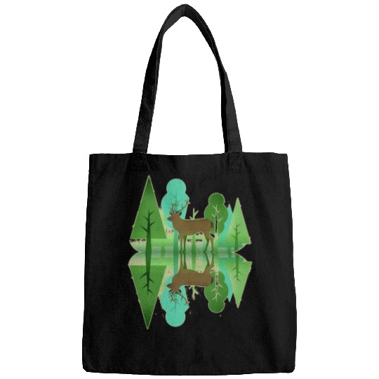 Forest deer reflection Bags