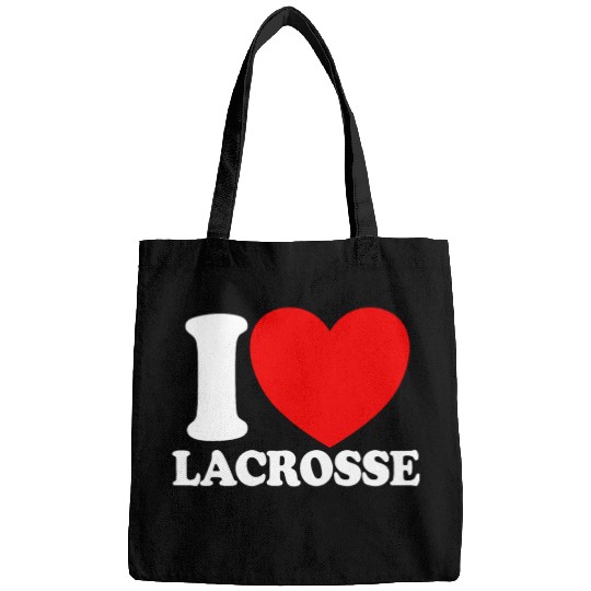 I Love Lacrosse Red Heart Lacrosse Lover Lacrosse Bags