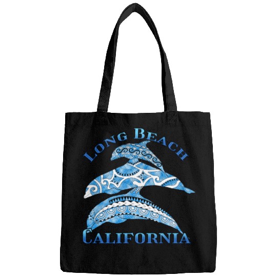 Long Beach California Vacation Tribal Dolphins Bags