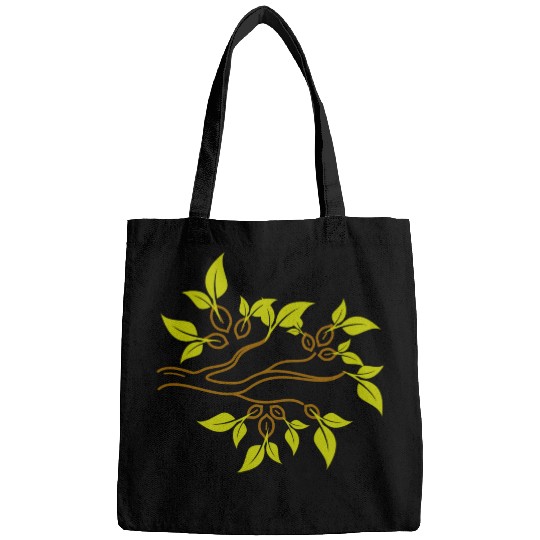 Tree branches and tree leaves - modern artwork Bags