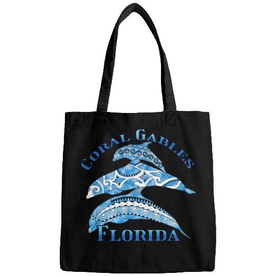 Coral Gables Florida Vacation Tribal Dolphins Bags