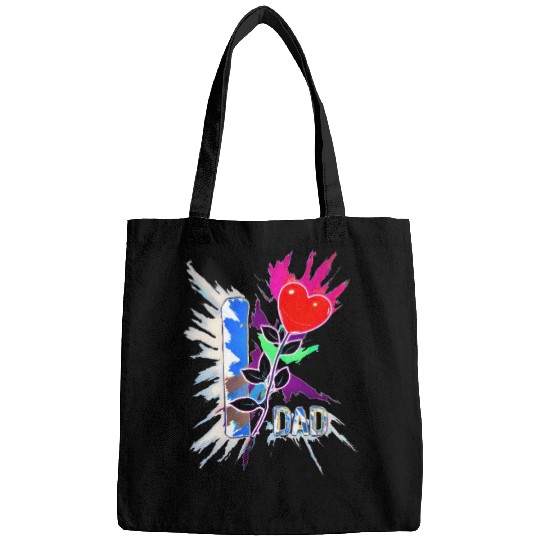 I love dad with heart rose for love Bags