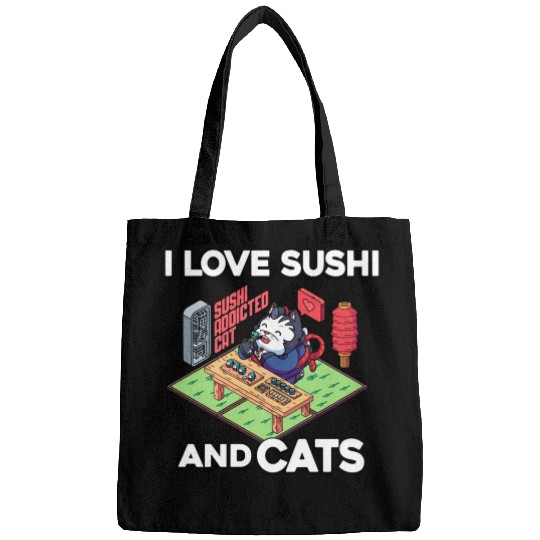 I Love Sushi And Cats, Sushi Lover, Japan, Bags