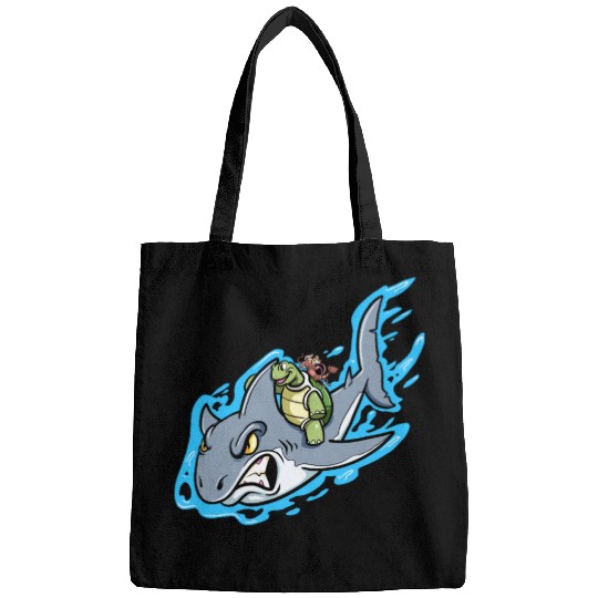 Shark Swims With Turtle And Crab Bags