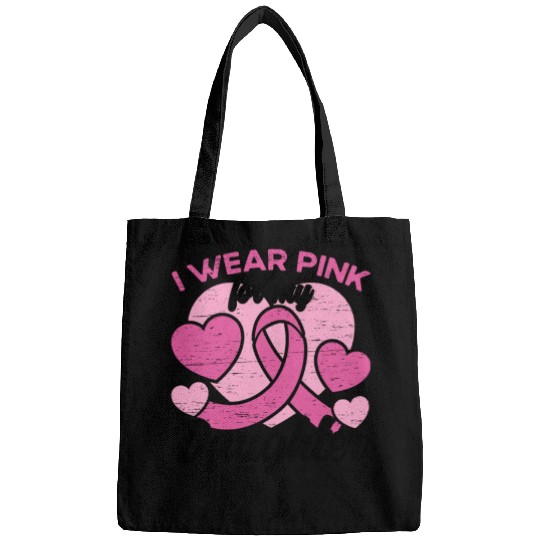 I Wear Pink For My Daughter Breast Cancer Bags