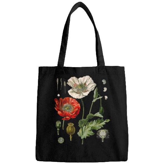 Red Poppy flower Botanical Poppies Red Poppy Bags