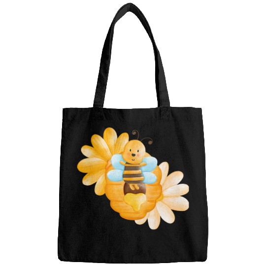 Cute Bee With Flowers And Honey Sweet Kids Bags