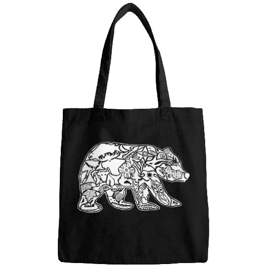 Black Bear Tattoo White Bags