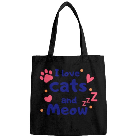 I love cats and Meow Funny Bags