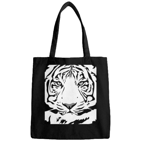 White Tiger Face Tattoo Bags