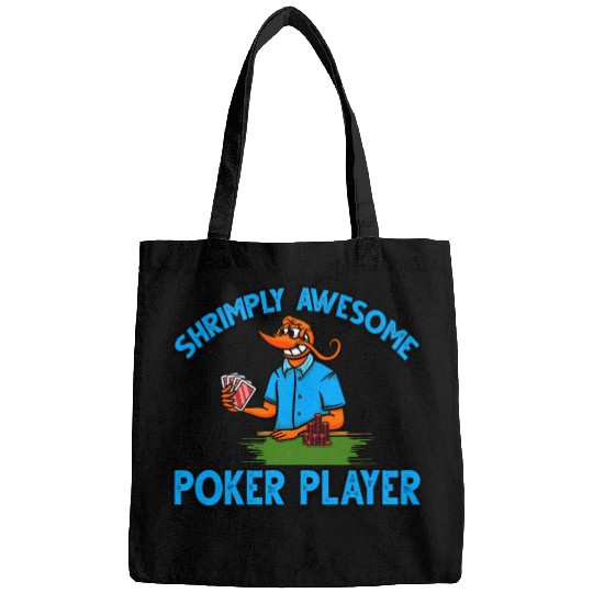 Funny Shrimp/Prawn Pun. Shrimply Awesome Poker Bags