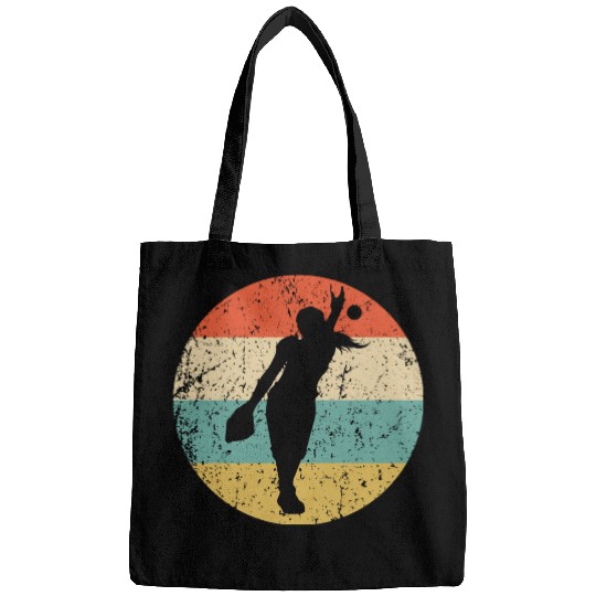 Softball Pitcher Silhouette Retro Softball Player Bags
