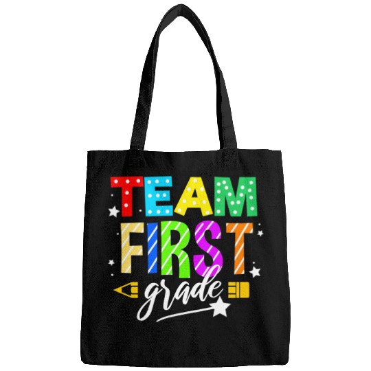 Team First Grade For Elementary Teacher Bags