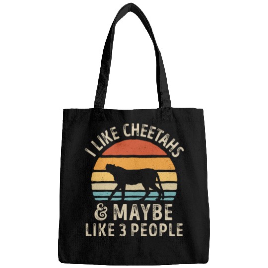 I Like Cheetahs and Maybe 3 People Retro Sunset Vi Bags