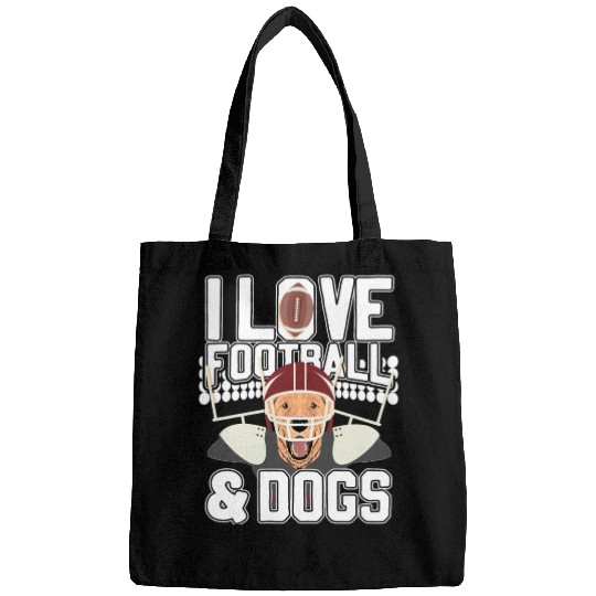 I Love Football And Dogs Cute Puppy Dog Canine Spo Bags