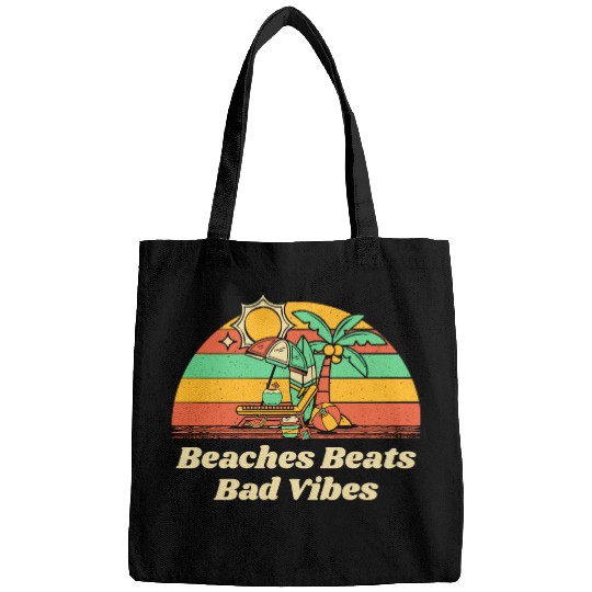 Beaches Beats Bad Vibes Summer Positivity Tropical Bags