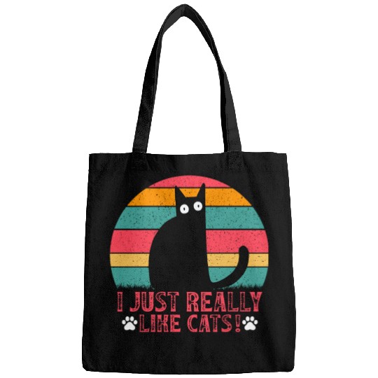 Cat Lover Funny Cat Owner I just really like Cats Bags