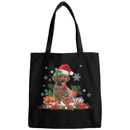 Christmas themed brown Poodle dog Bags
