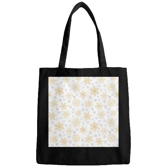 Modern Snowflakes Pattern White Gold Bags