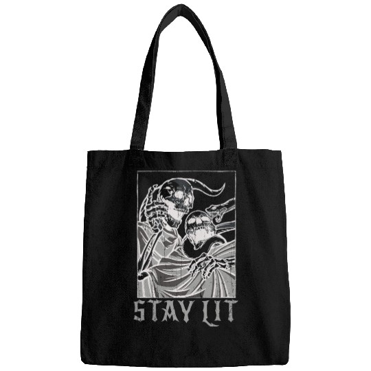 Skeleton Bones Tarot Card Occult Stay Gothic Bags