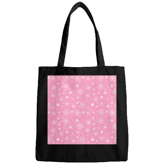 Snowflakes Pattern Pink White Bags