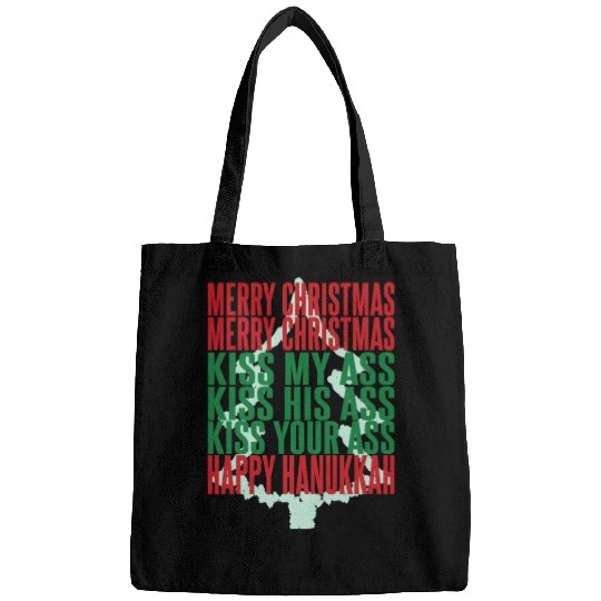 Merry Christmas Kiss My Ass Funny Hanukkah Tree Bags