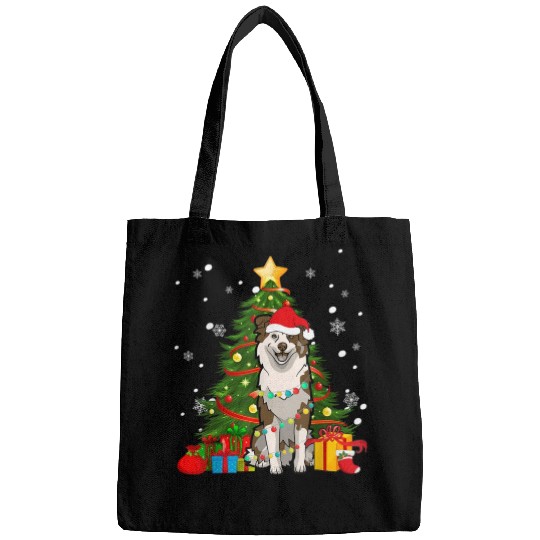 Australian shepherd Santa Christmas Tree Light Bags