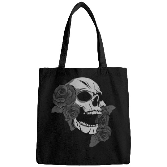 Black Skull Roses Aesthetic Goth Gothic Bags