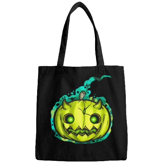 Green Pumpkin Spirit With Horns Halloween Bags