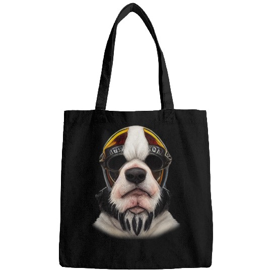 Biker Saint Bernards dog portrait motorcycle Bags
