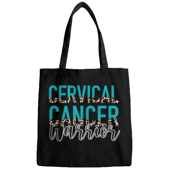 Cervical Cancer Awareness Month Warrior Teal White Bags