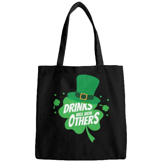 Drinks Well With Others Funny Sarcastic Clover Bags