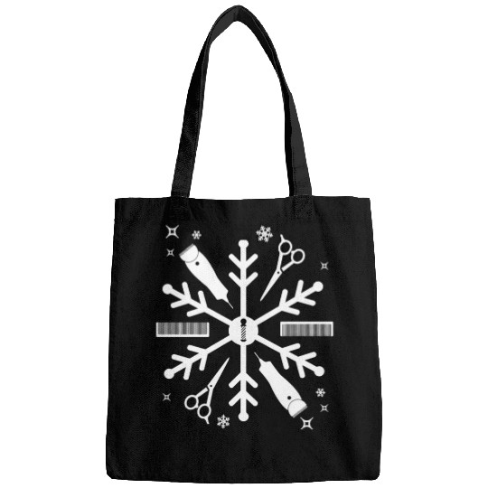 Funny Barber Christmas Snowflake Hair Stylist Bags